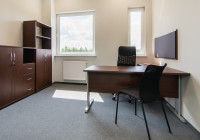 Meble biurowe TOBO: biurko na stelażu metalowym, szafy biurowe, krzesła biurowe